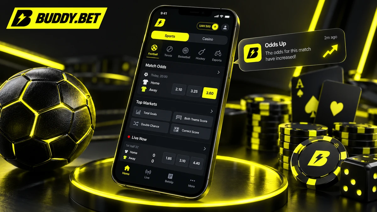 Buddy Bet app for betting and casino on a smartphone